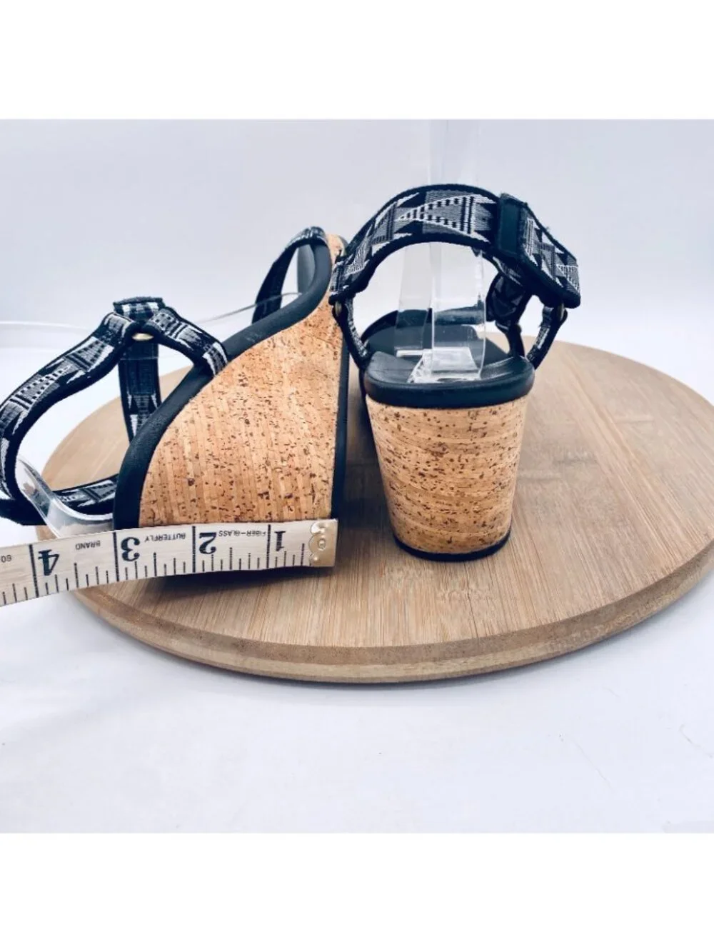 Teva Sandals Womens 8.5 Black Nylon Arrabelle Comfort Slingback Wedge Peep